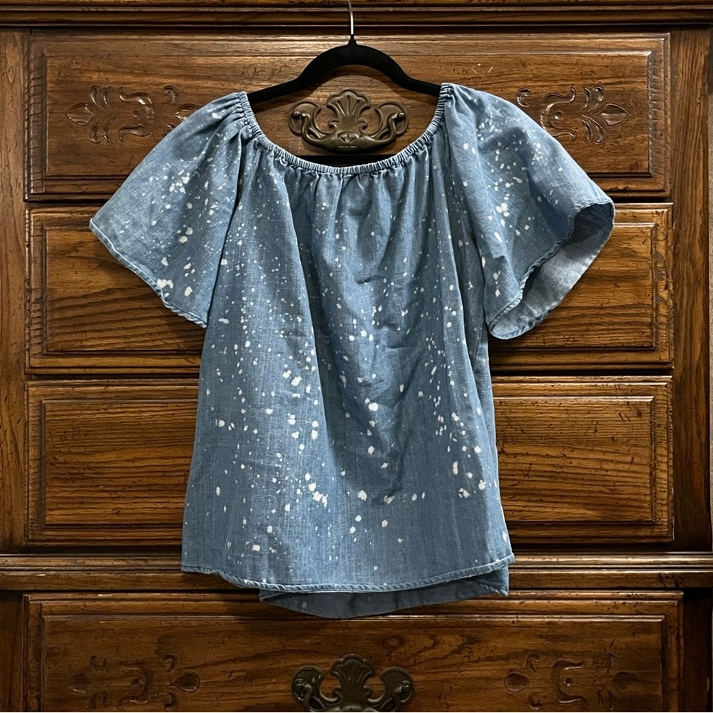 Buddy Basics Denim Blue Off-Shoulder Blouse - Picture 2 of 6